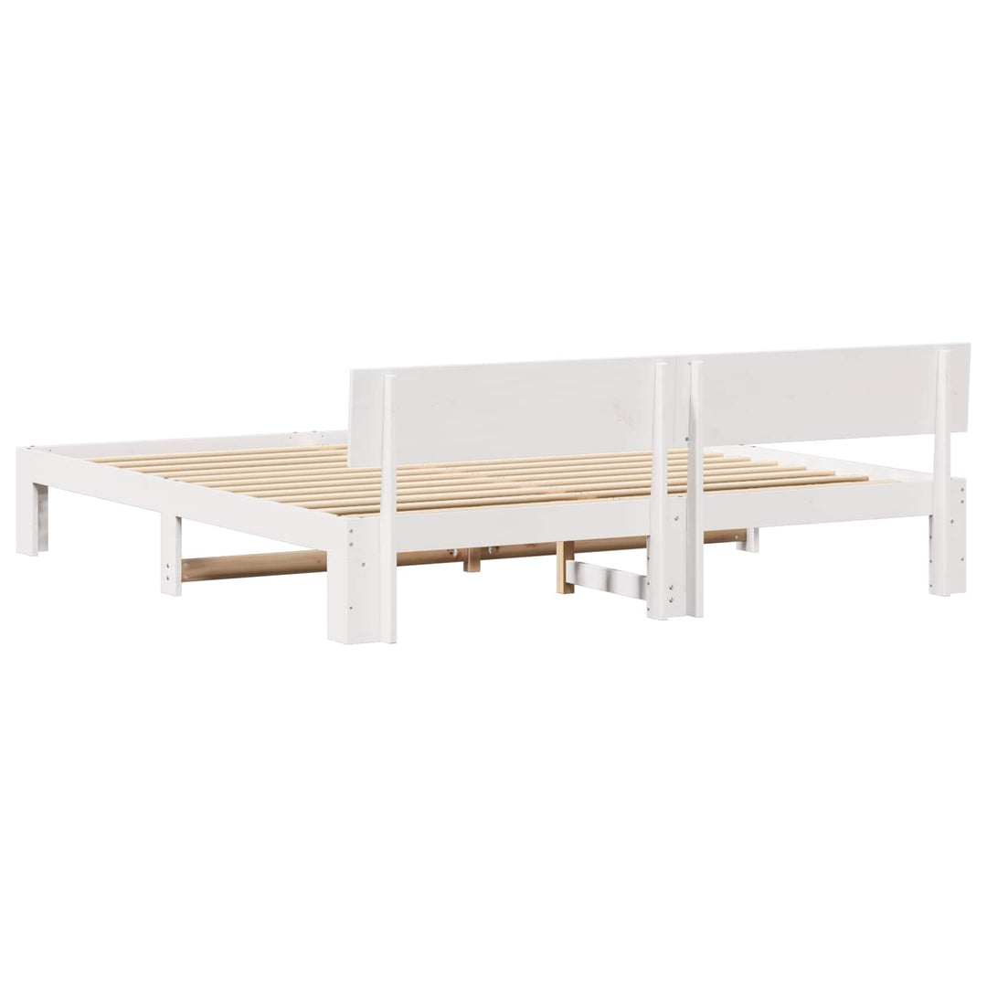 Sengestel med hovedgærde Hvid 180 x 200 cm Massiv fyrretræ