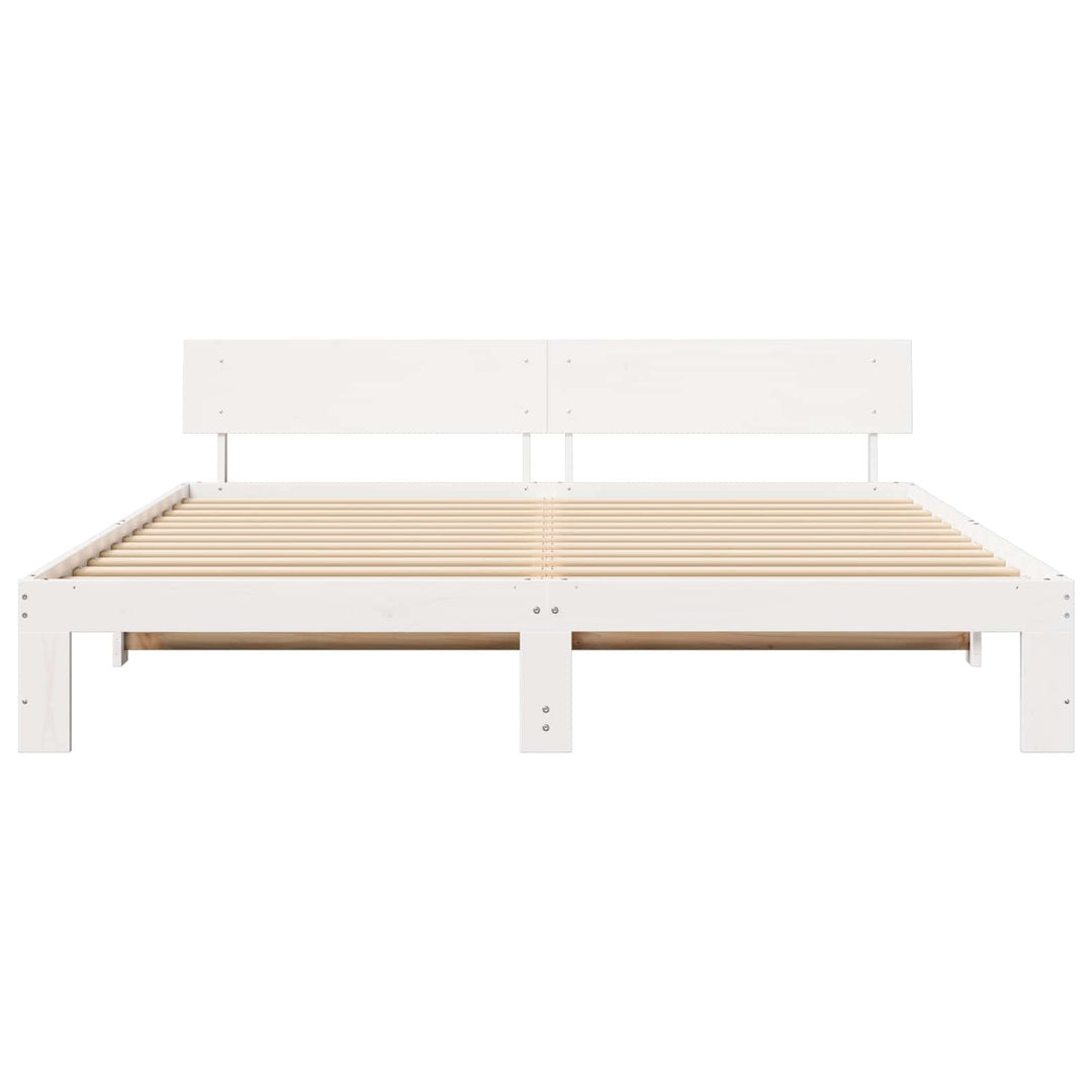 Sengestel med hovedgærde Hvid 180 x 200 cm Massiv fyrretræ