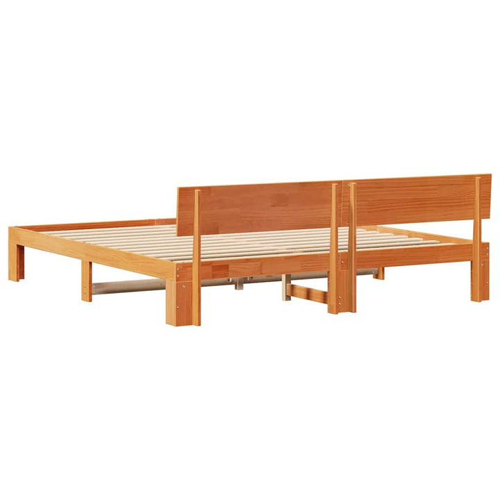 Sengestel med hovedgærde Voks brun 180 x 200 cm Massiv fyrretræ