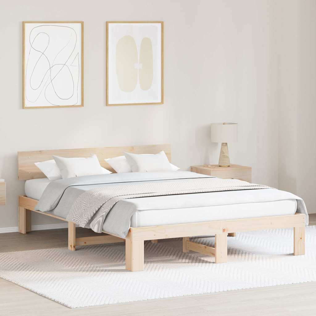 Sengestel Naturfarvet 160 x 200 cm Massiv fyrretræ