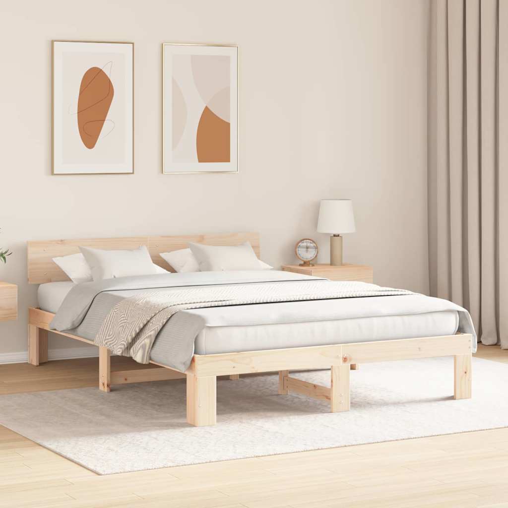 Sengestel Naturfarvet 160 x 200 cm Massiv fyrretræ