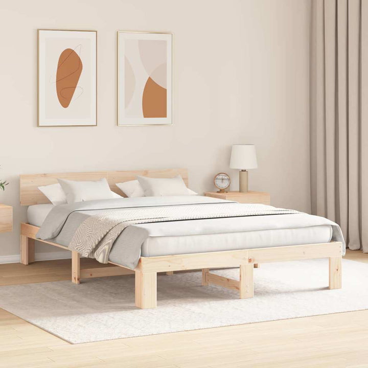 Sengestel Naturfarvet 160 x 200 cm Massiv fyrretræ
