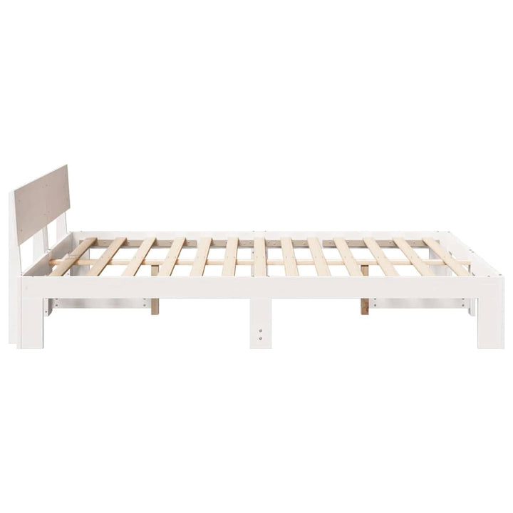 Sengestel med hovedgærde Hvid 160 x 200 cm Massiv fyrretræ