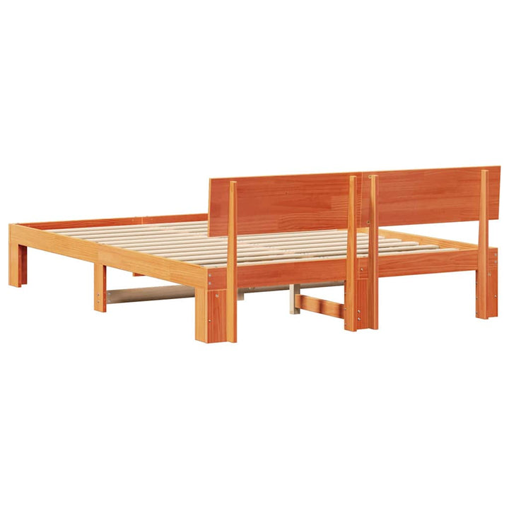 Sengestel med hovedgærde Voks brun 160 x 200 cm Massiv fyrretræ
