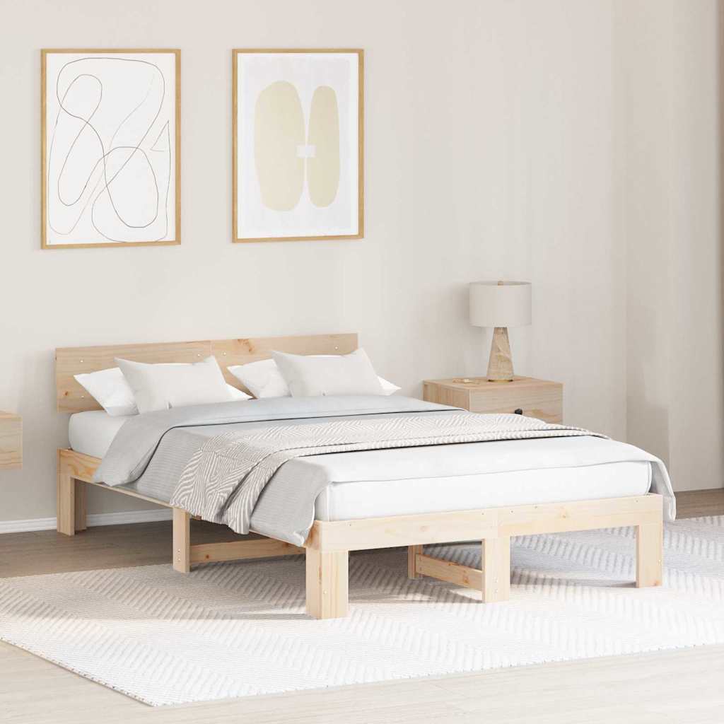 Sengestel Naturfarvet 120 x 200 cm Massiv fyrretræ