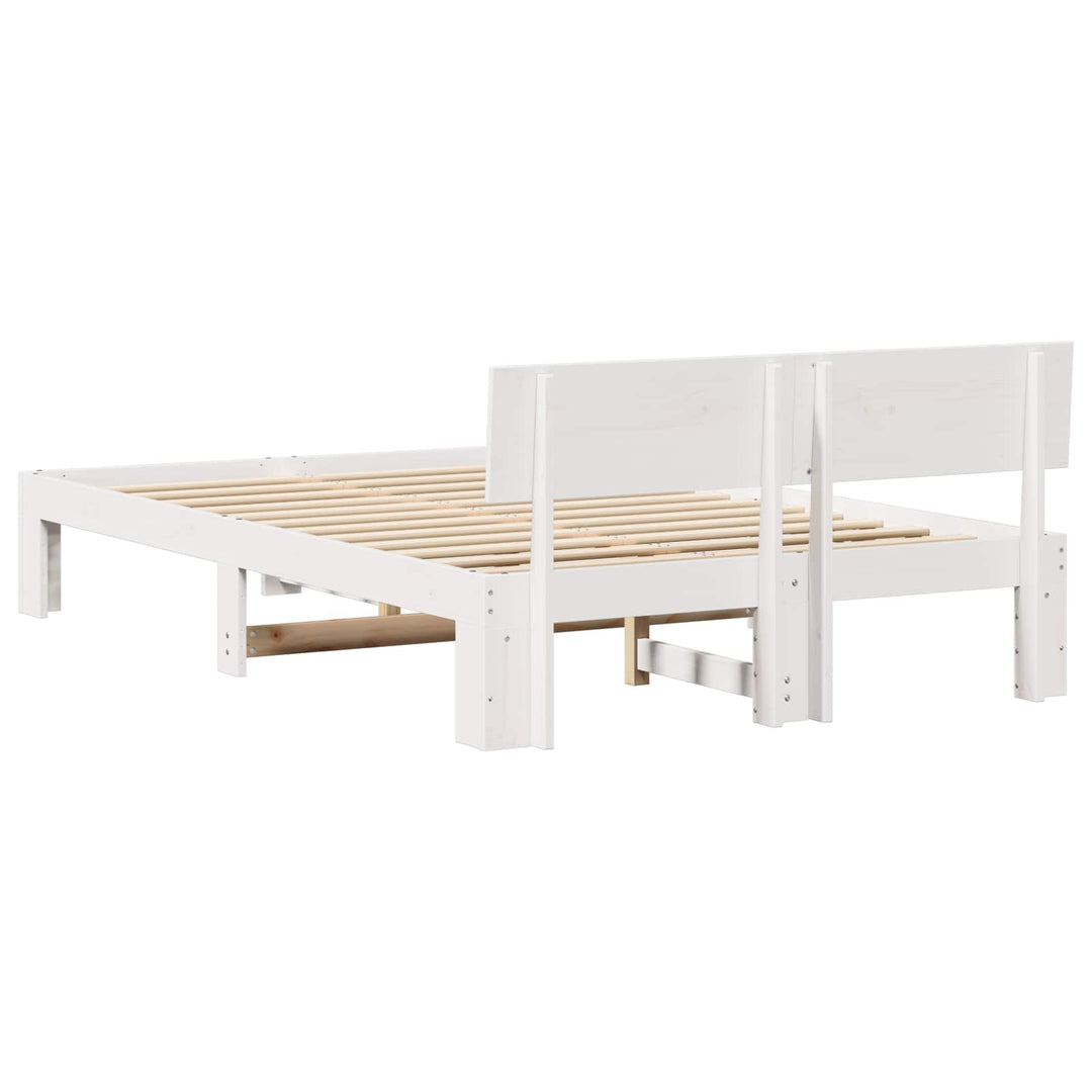 Sengestel med hovedgærde Hvid 120 x 200 cm Massiv fyrretræ