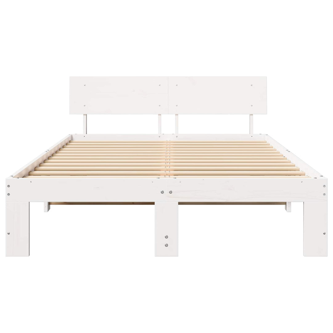 Sengestel med hovedgærde Hvid 120 x 200 cm Massiv fyrretræ