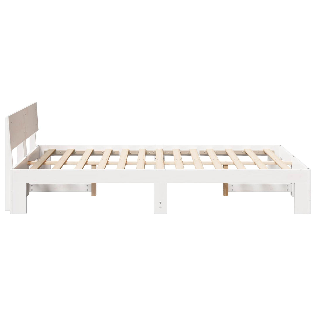 Sengestel med hovedgærde Hvid 120 x 200 cm Massiv fyrretræ