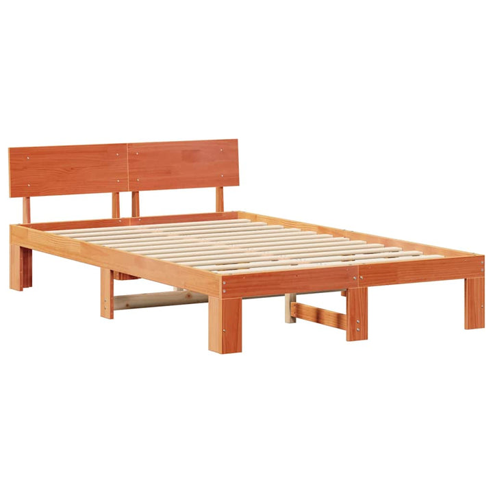 Sengestel med hovedgærde Voks brun 120 x 200 cm Massiv fyrretræ