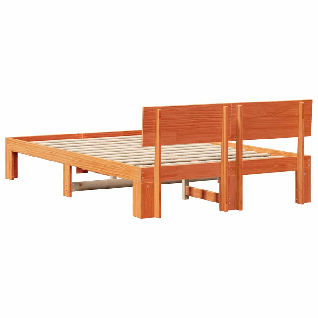 Sengestel med hovedgærde Voks brun 120 x 200 cm Massiv fyrretræ