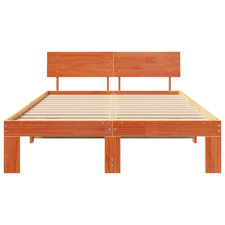 Sengestel med hovedgærde Voks brun 120 x 200 cm Massiv fyrretræ