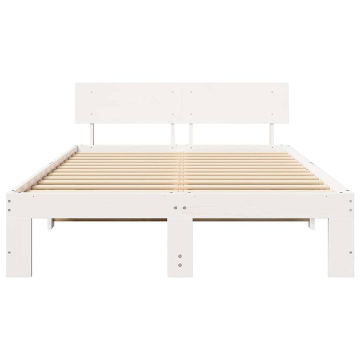 Sengestel med hovedgærde Hvid 140 x 190 cm Massiv fyrretræ