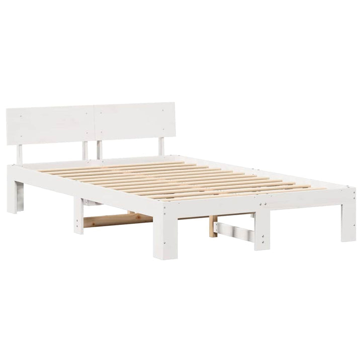 Sengestel med hovedgærde Hvid 135 x 190 cm Massiv fyrretræ