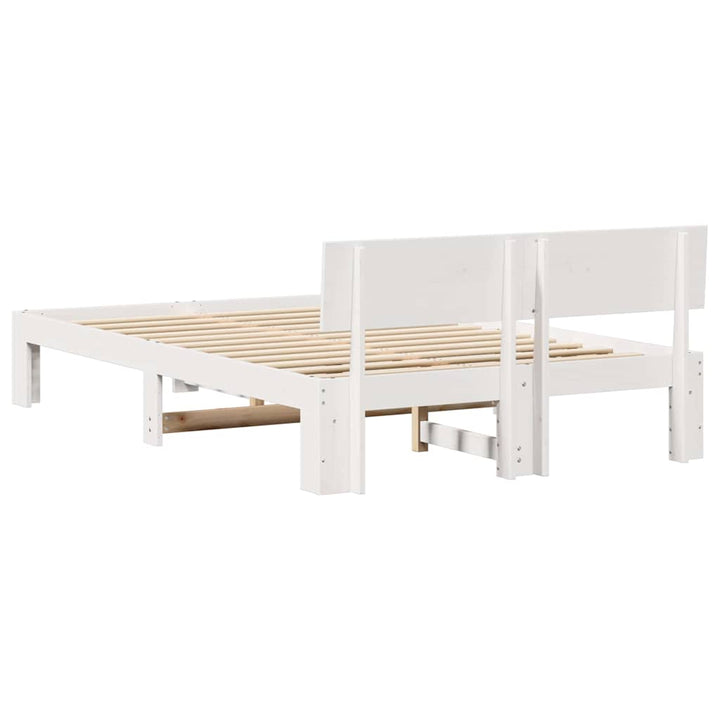 Sengestel med hovedgærde Hvid 135 x 190 cm Massiv fyrretræ