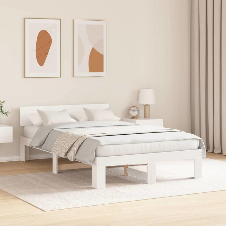 Sengestel med hovedgærde Hvid 120 x 190 cm Massiv fyrretræ