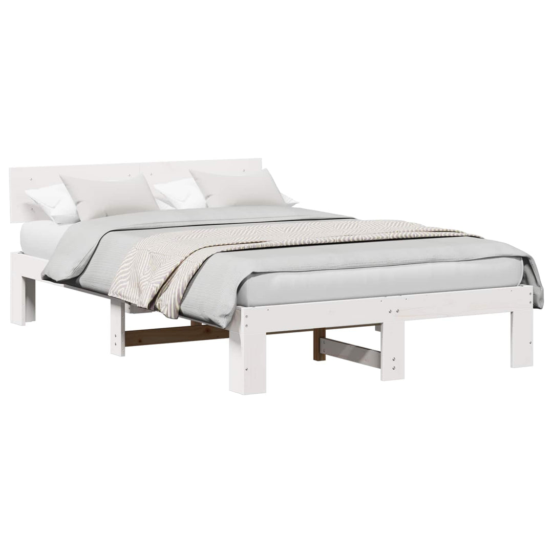 Sengestel med hovedgærde Hvid 120 x 190 cm Massiv fyrretræ