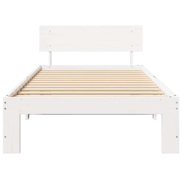 Sengestel med hovedgærde Hvid 90 x 200 cm Massiv fyrretræ