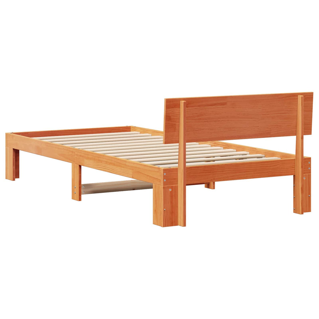 Sengestel med hovedgærde Voks brun 90 x 200 cm Massiv fyrretræ