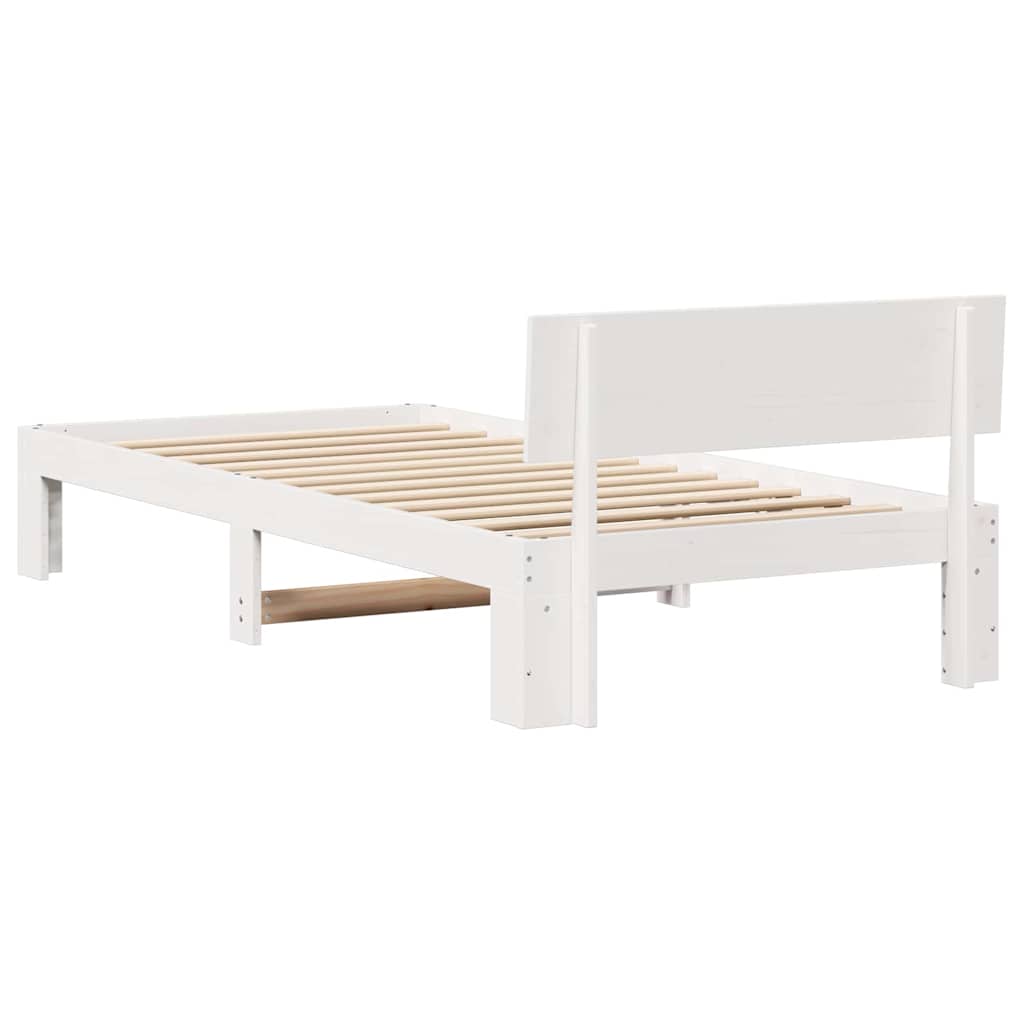 Sengestel med hovedgærde Hvid 80 x 200 cm Massiv fyrretræ