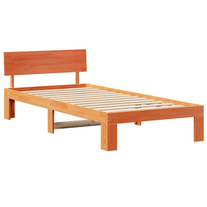 Sengestel med hovedgærde Voks brun 80 x 200 cm Massiv fyrretræ