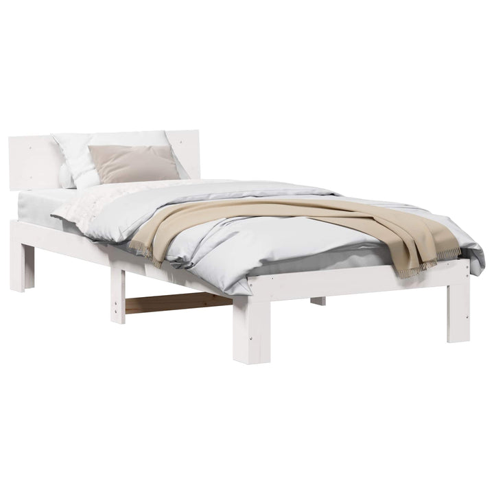 Sengestel med hovedgærde Hvid 90 x 190 cm Massiv fyrretræ
