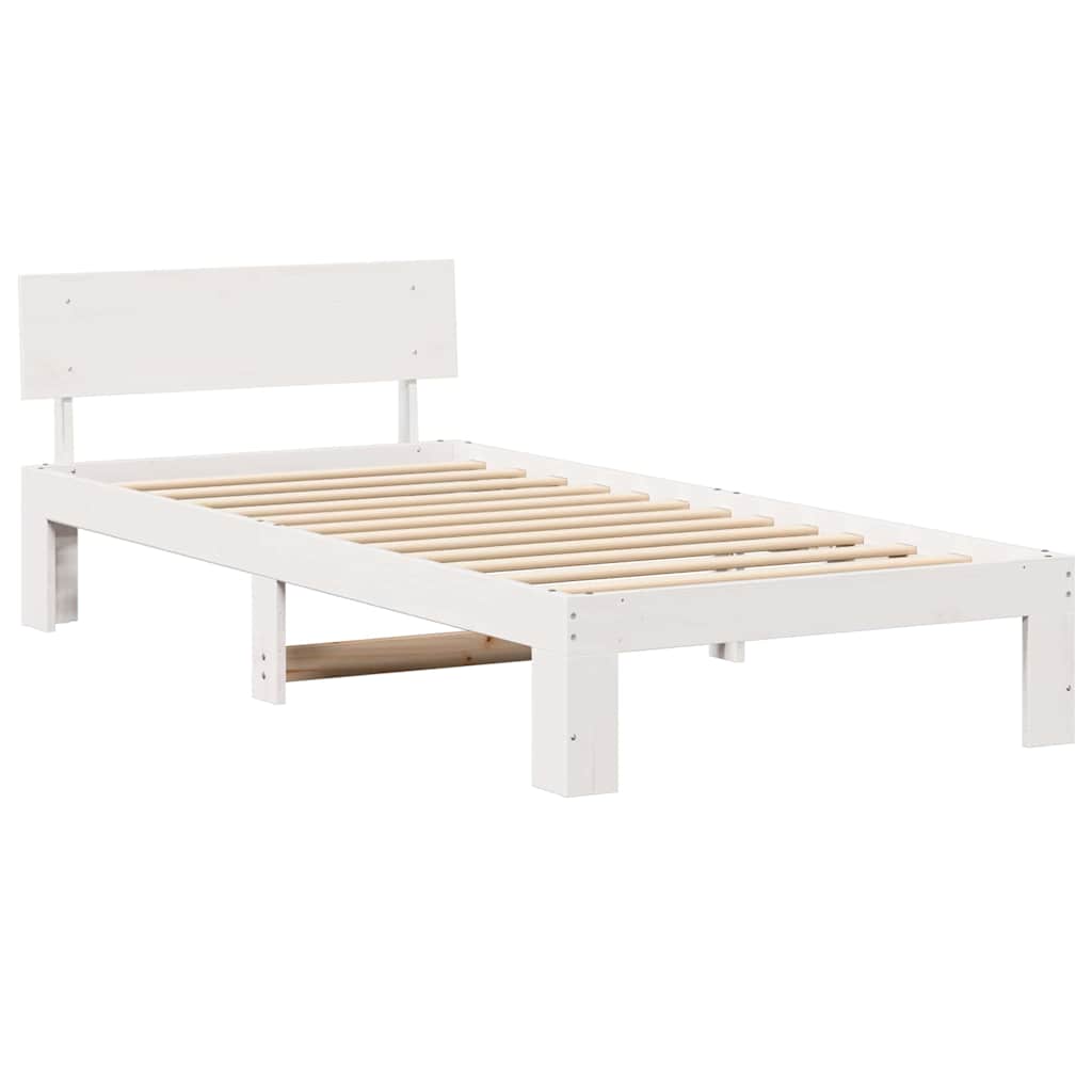 Sengestel med hovedgærde Hvid 90 x 190 cm Massiv fyrretræ