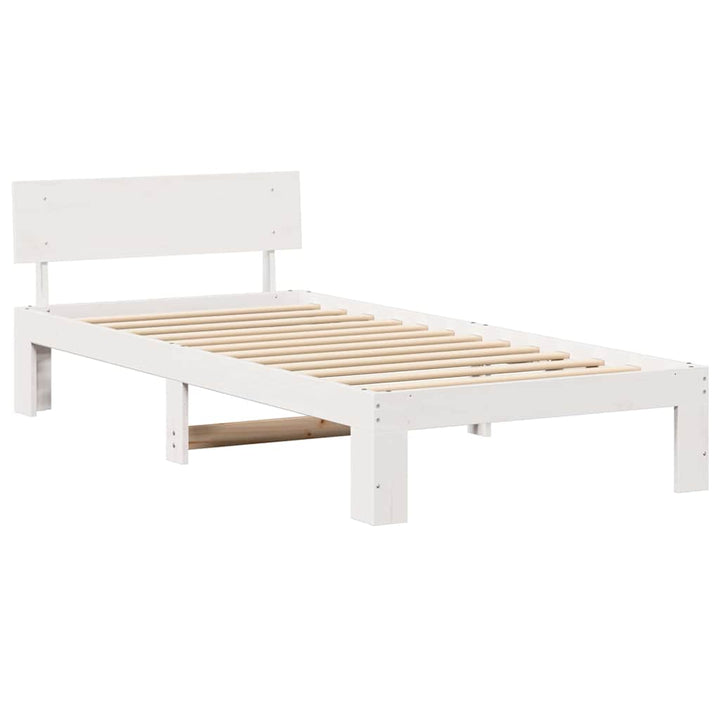 Sengestel med hovedgærde Hvid 90 x 190 cm Massiv fyrretræ