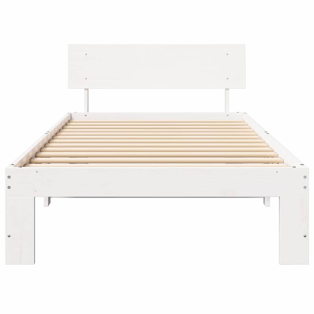 Sengestel med hovedgærde Hvid 90 x 190 cm Massiv fyrretræ