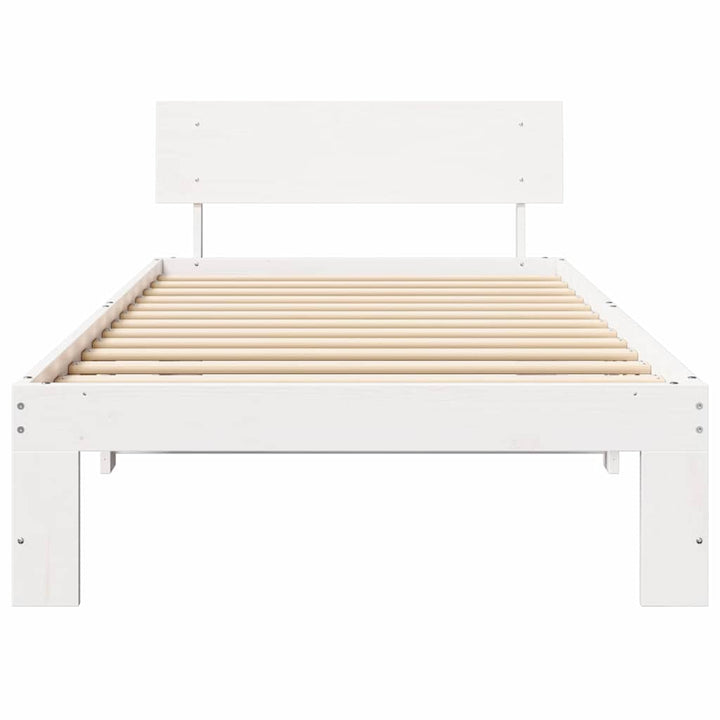Sengestel med hovedgærde Hvid 90 x 190 cm Massiv fyrretræ