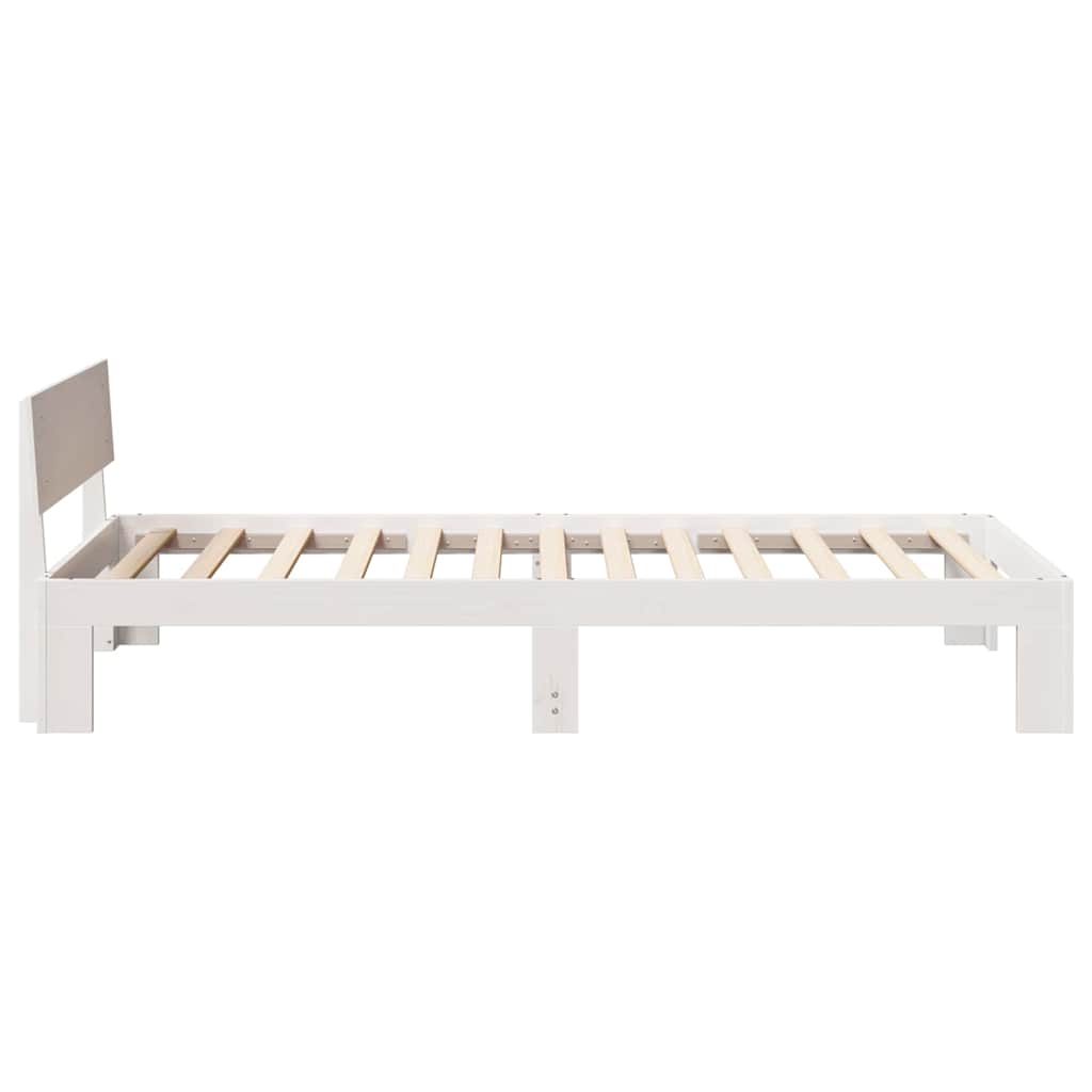 Sengestel med hovedgærde Hvid 90 x 190 cm Massiv fyrretræ