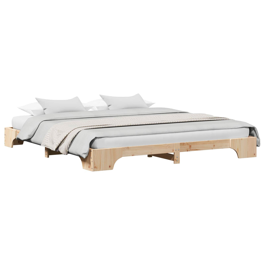 Sengestel Naturfarvet 200 x 200 cm Massiv fyrretræ