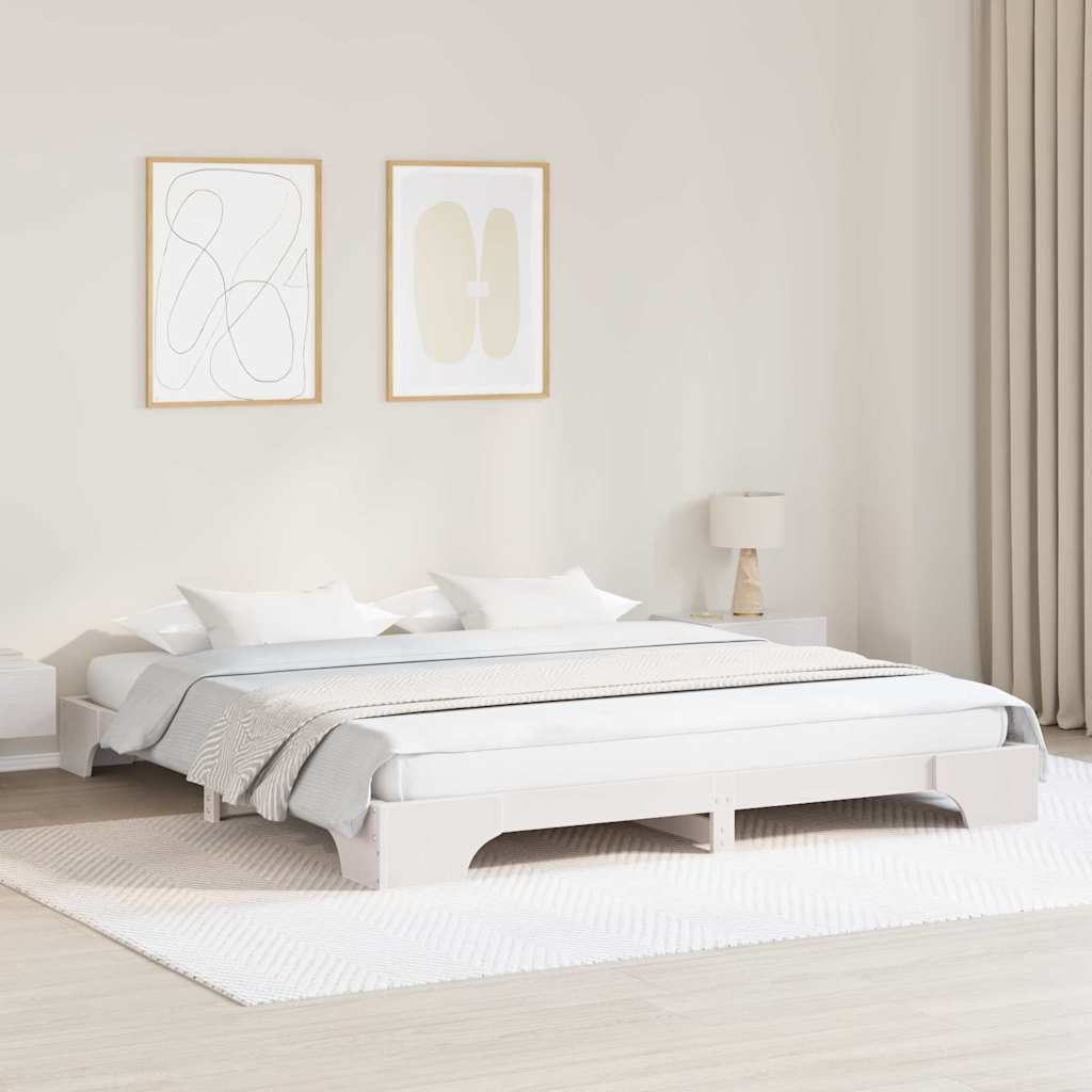 Sengestel Hvid 200 x 200 cm Massiv fyrretræ