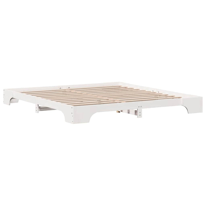 Sengestel Hvid 200 x 200 cm Massiv fyrretræ