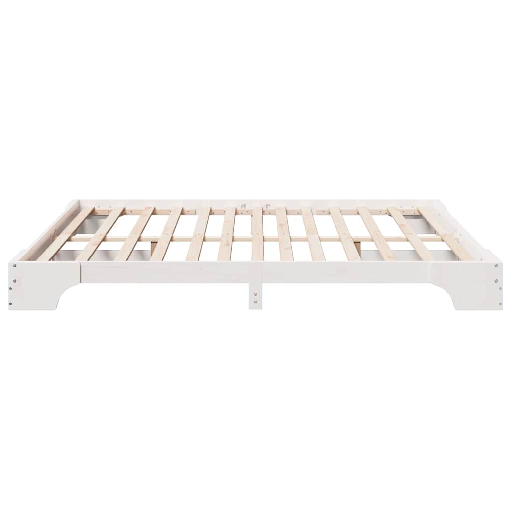 Sengestel Hvid 200 x 200 cm Massiv fyrretræ