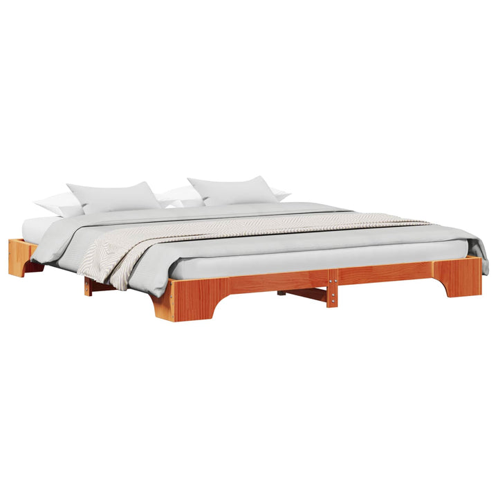 Sengestel Voks brun 200 x 200 cm Massiv fyrretræ