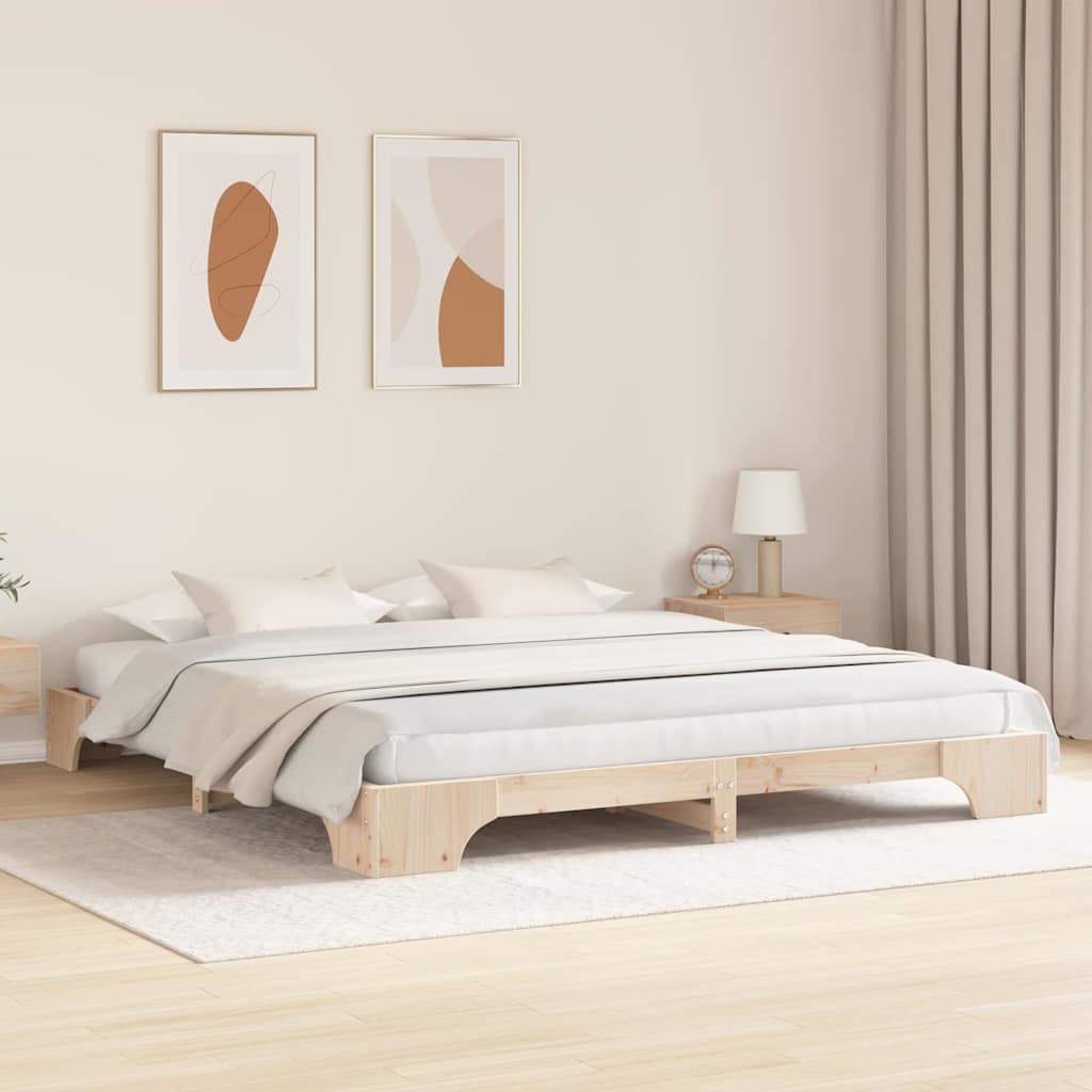 Sengestel Naturfarvet 180 x 200 cm Massiv fyrretræ