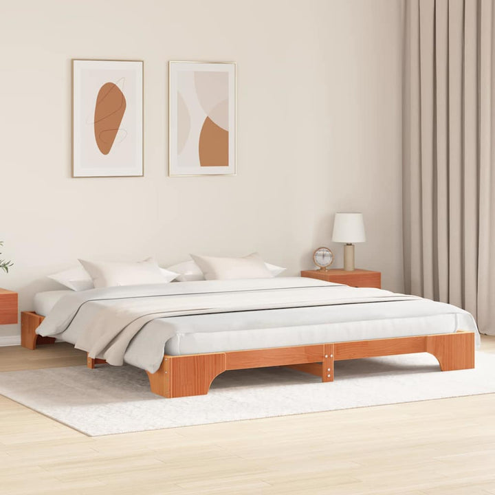 Sengestel Voks brun 180 x 200 cm Massiv fyrretræ