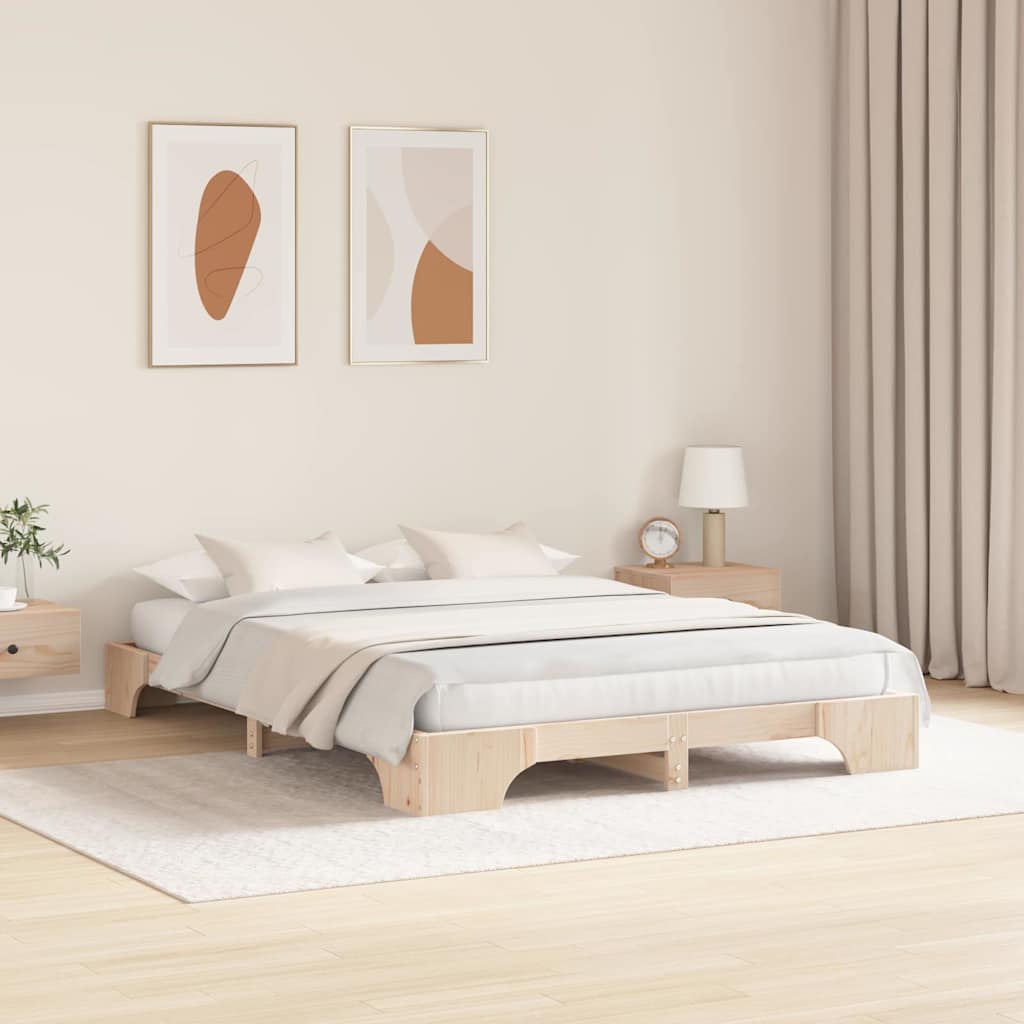 Sengestel Naturfarvet 160 x 200 cm Massiv fyrretræ