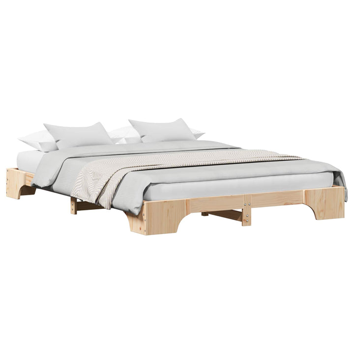 Sengestel Naturfarvet 160 x 200 cm Massiv fyrretræ