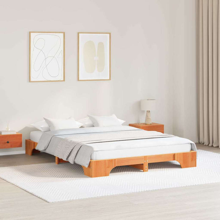 Sengestel Voks brun 160 x 200 cm Massiv fyrretræ
