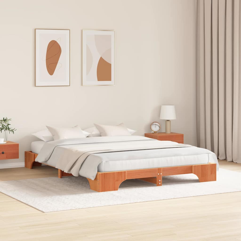 Sengestel Voks brun 160 x 200 cm Massiv fyrretræ