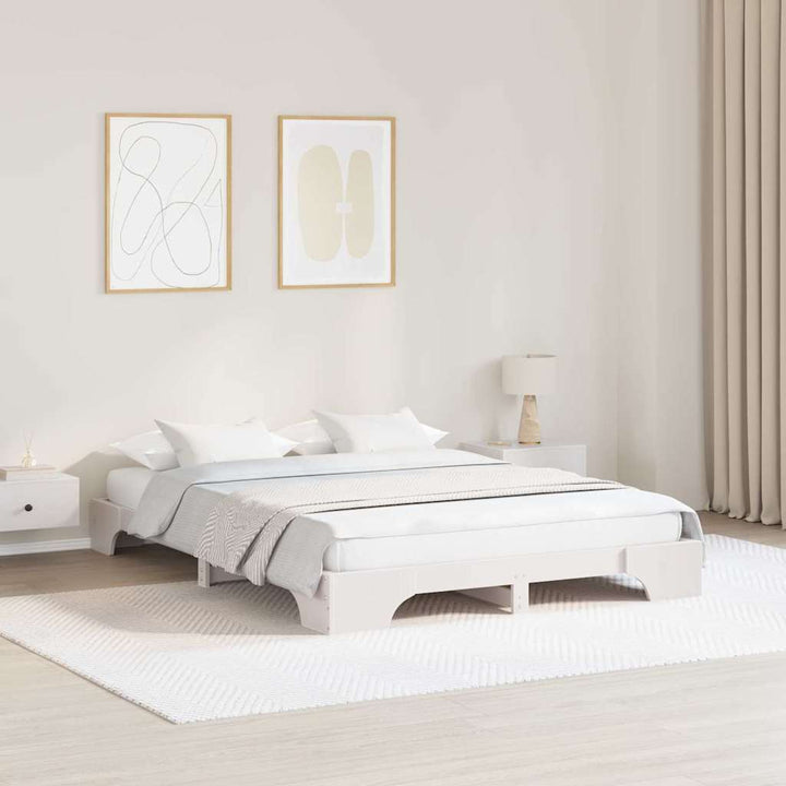 Sengestel Hvid 150 x 200 cm Massiv fyrretræ