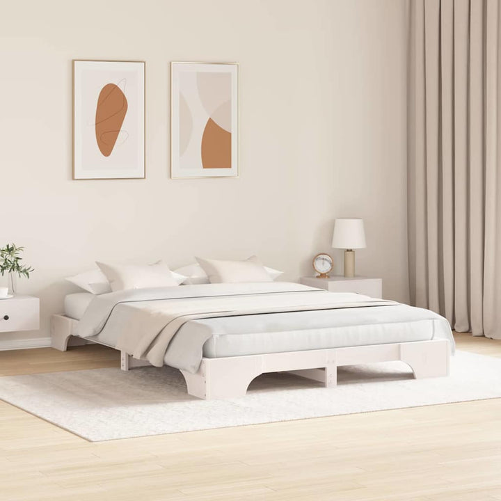 Sengestel Hvid 150 x 200 cm Massiv fyrretræ
