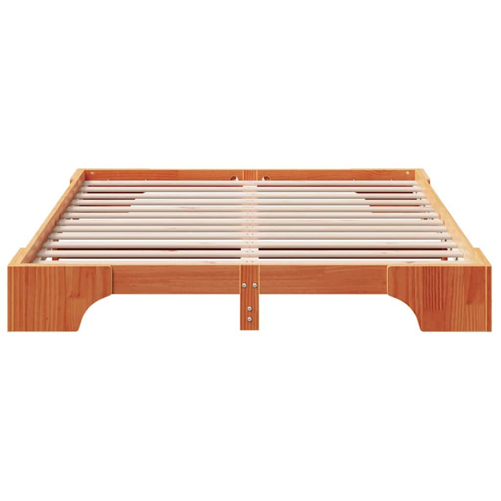 Sengestel Voks brun 150 x 200 cm Massiv fyrretræ