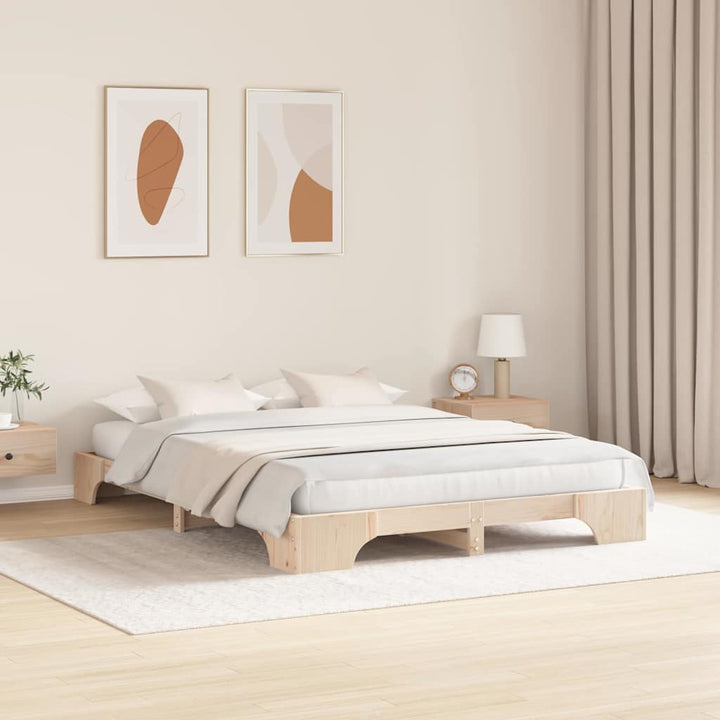 Sengestel Naturfarvet 140 x 200 cm Massiv fyrretræ