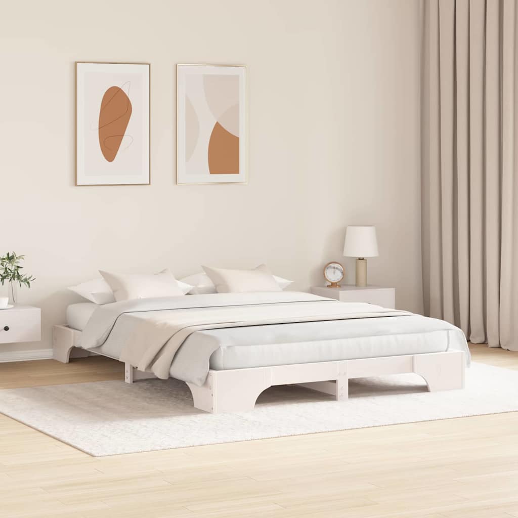 Sengestel Hvid 140 x 200 cm Massiv fyrretræ