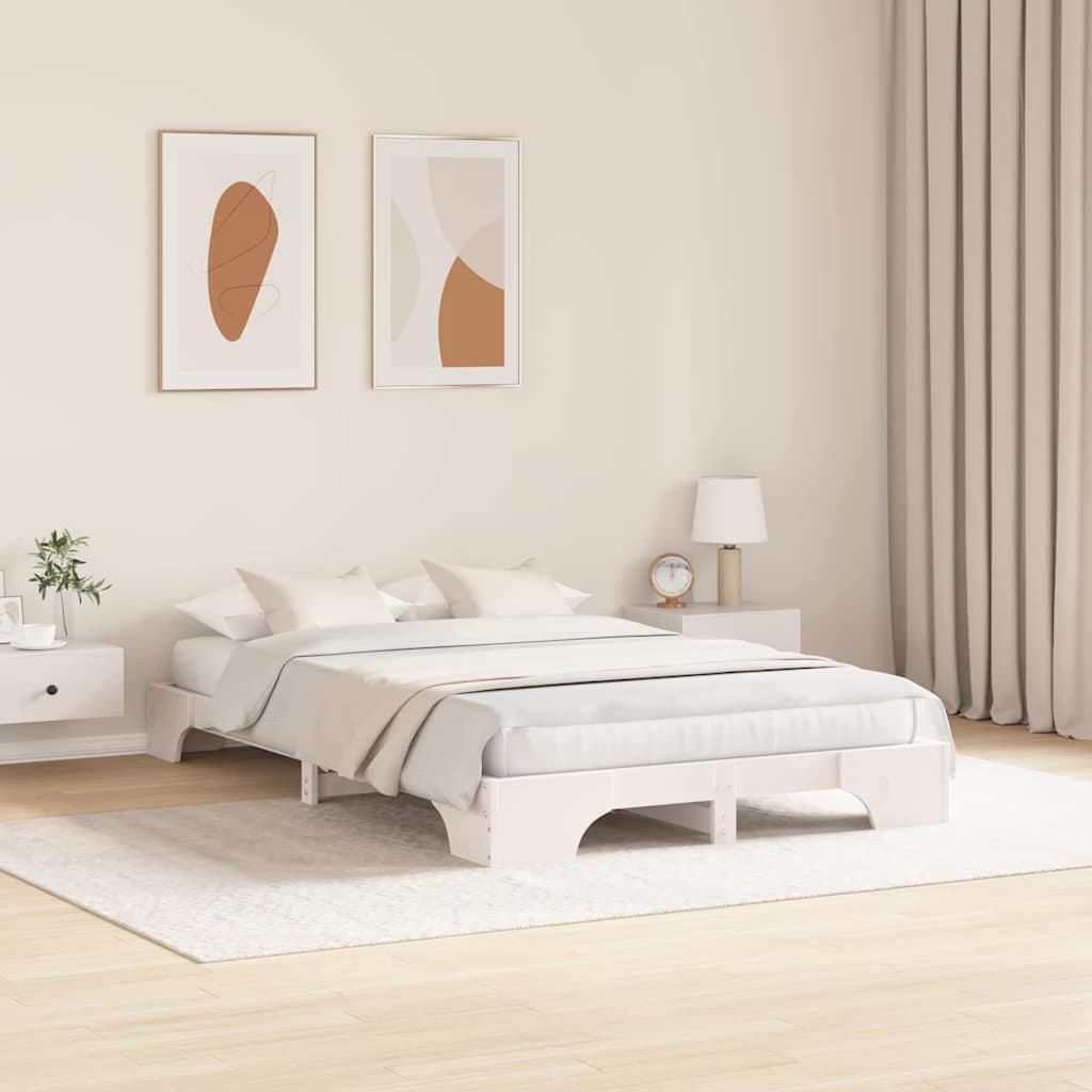Sengestel Hvid 120 x 200 cm Massiv fyrretræ