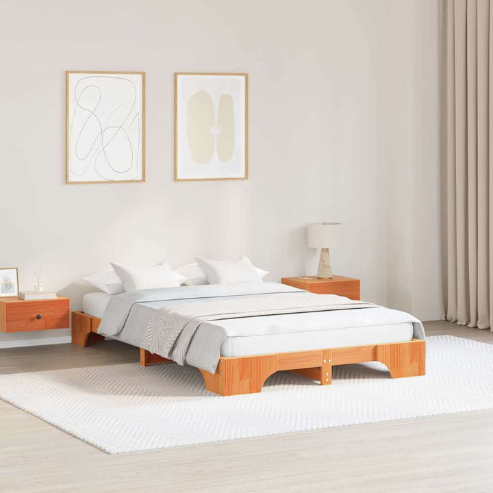 Sengestel Voks brun 120 x 200 cm Massiv fyrretræ