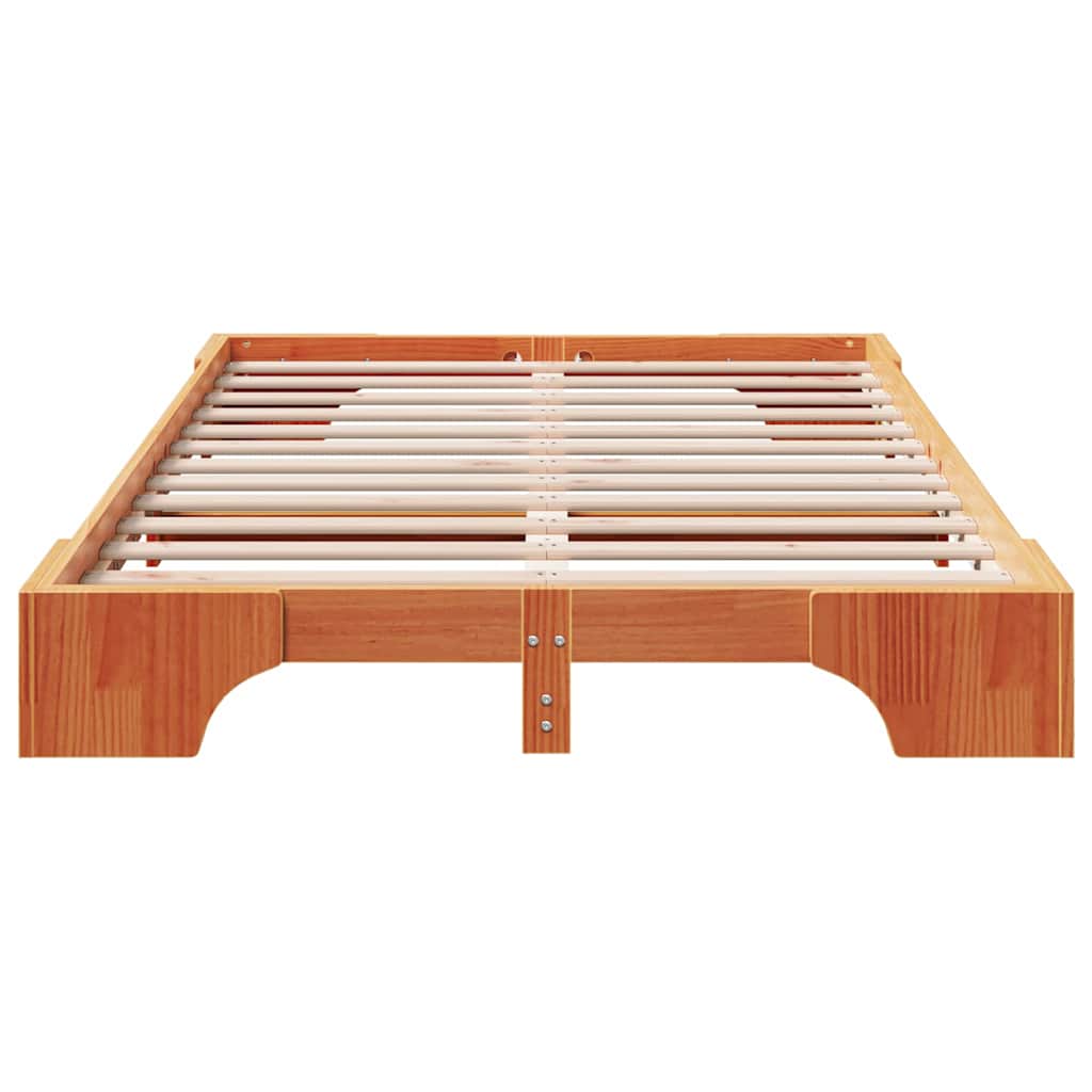 Sengestel Voks brun 140 x 190 cm Massiv fyrretræ