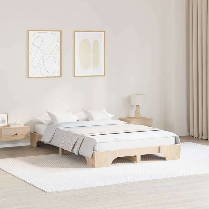 Sengestel Naturfarvet 135 x 190 cm Massiv fyrretræ